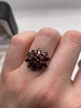 Load image into Gallery viewer, 9ct gold garnet cluster ring
