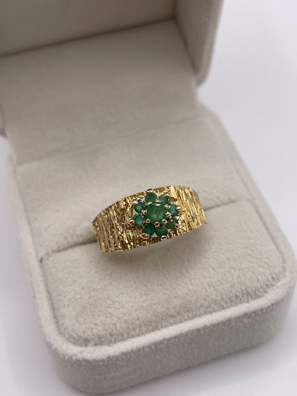 9ct gold emerald cluster ring