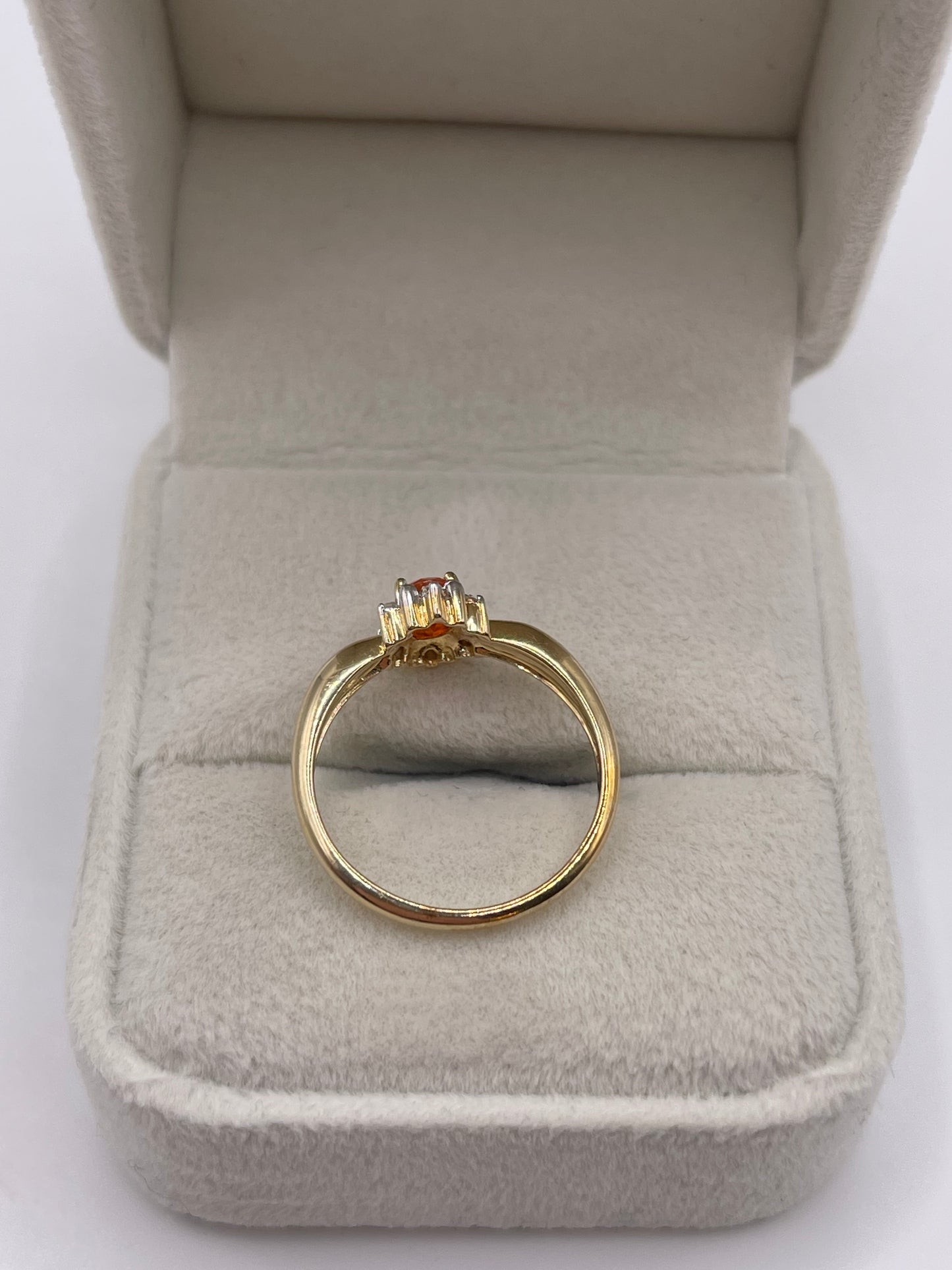 9ct gold fire opal and zircon ring