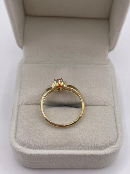 9ct gold fire opal and zircon ring