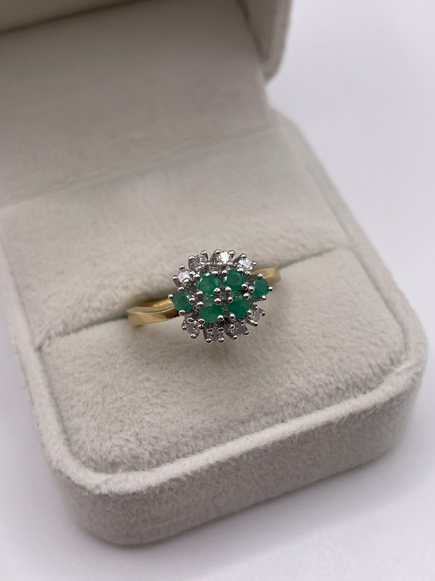 18ct gold emerald and diamond ring