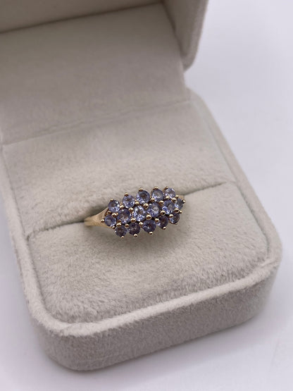 9ct gold tanzanite cluster ring