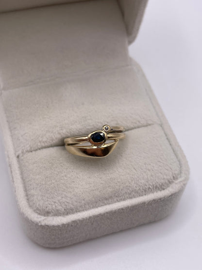 9ct gold sapphire and diamond ring