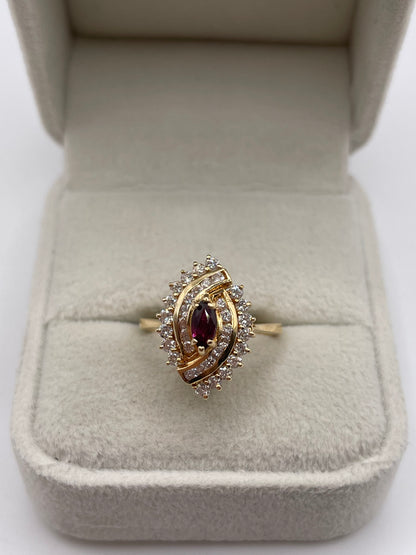 14ct gold ruby and diamond ring