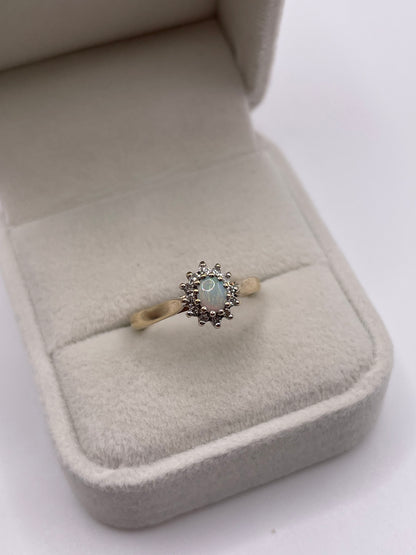 9ct gold opal and diamond ring