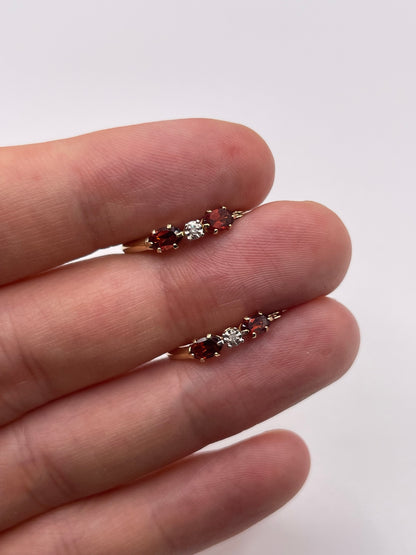 9ct gold garnet and diamond earrings