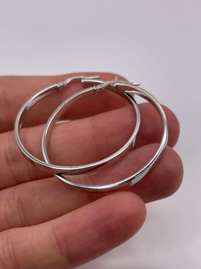 9ct white gold creole earrings