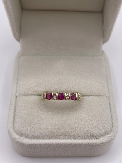 9ct gold ruby and diamond ring