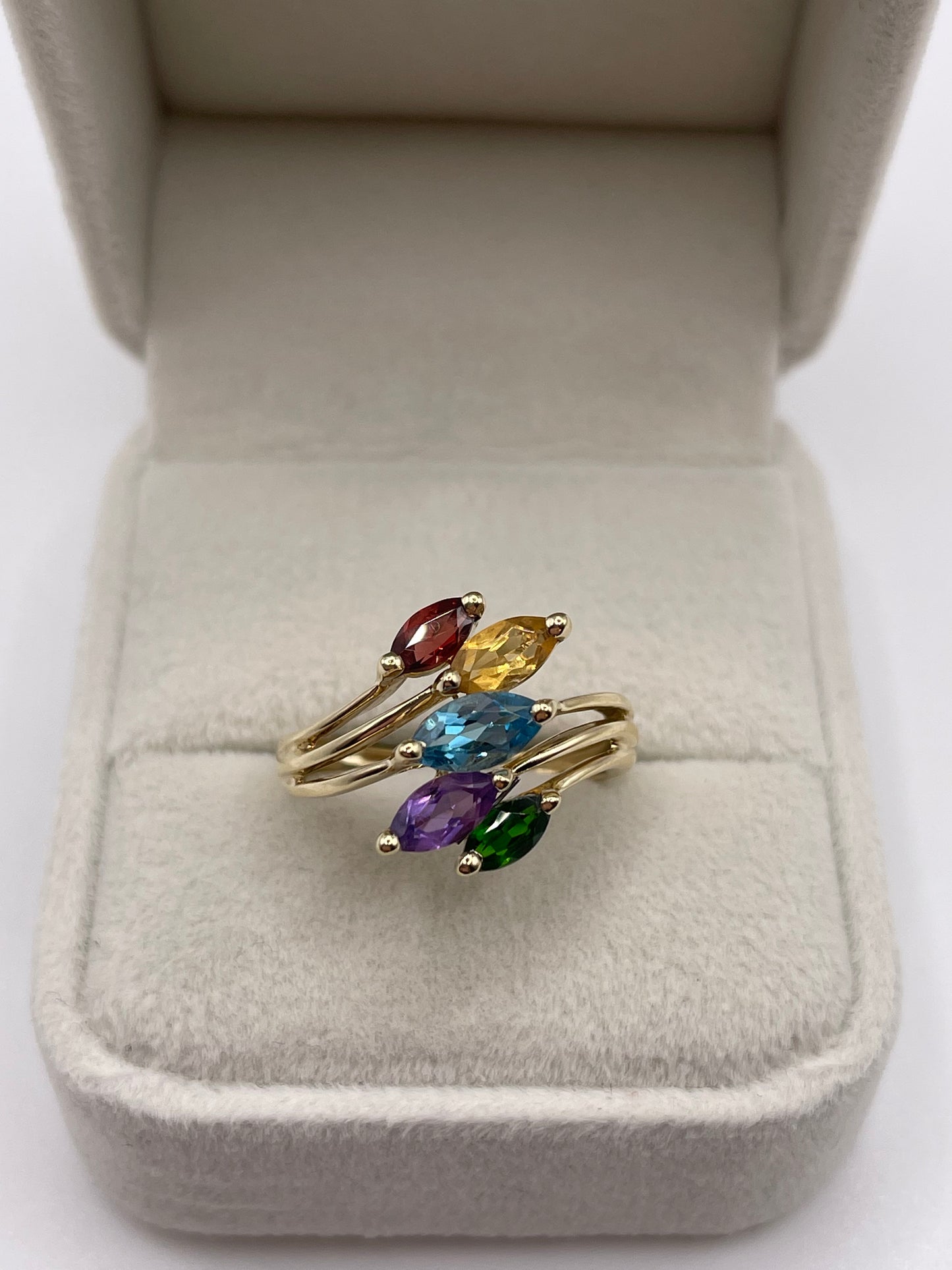 9ct gold multi gemstone ring