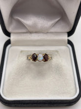 Load image into Gallery viewer, 9ct gold garnet and opal ring
