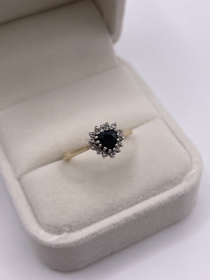 9ct gold sapphire and diamond ring