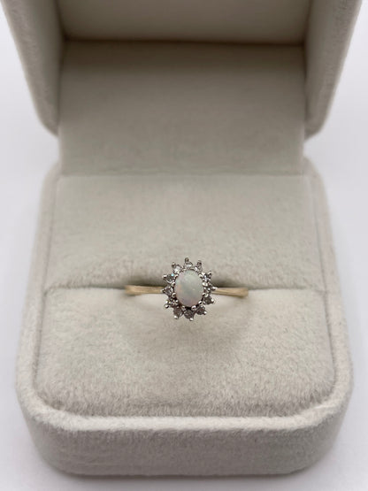 9ct gold opal and diamond ring