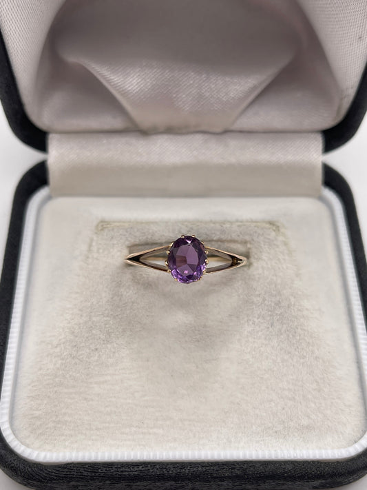 9ct gold amethyst ring