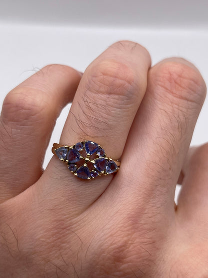9ct gold tanzanite cluster ring