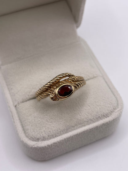 9ct gold garnet snake ring