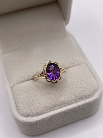 9ct gold amethyst ring