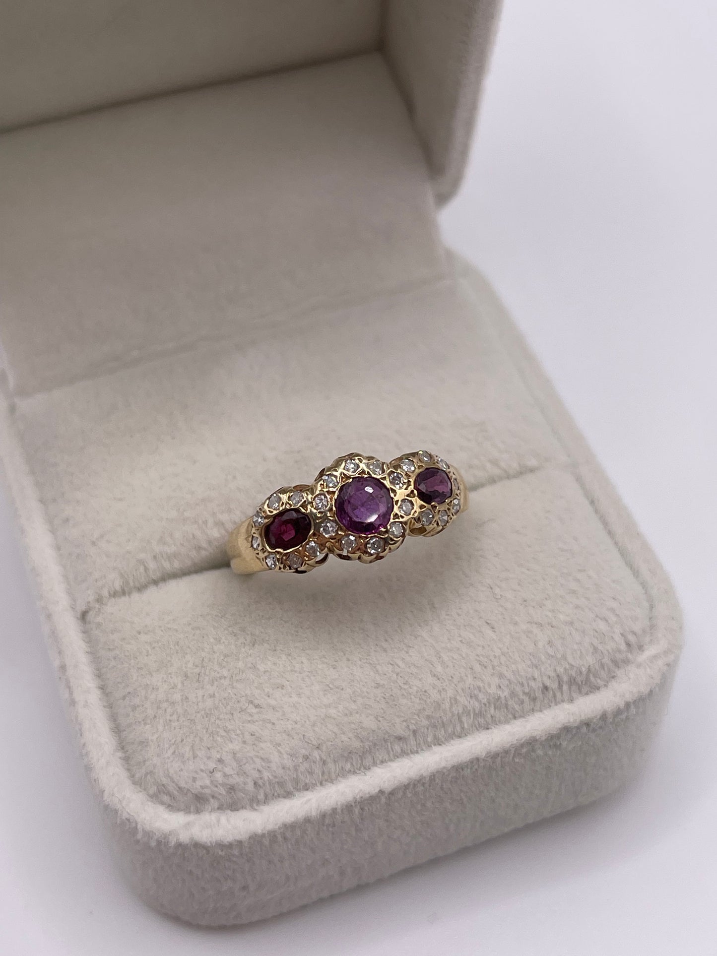 9ct gold ruby and diamond ring