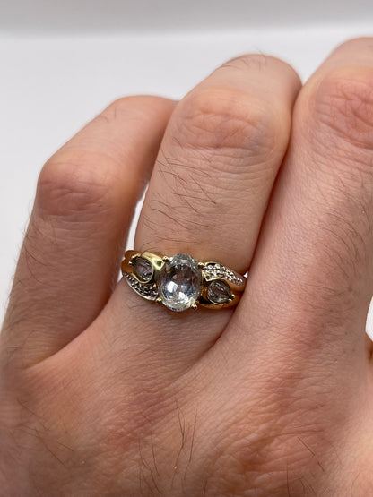 9ct gold aquamarine and diamond ring