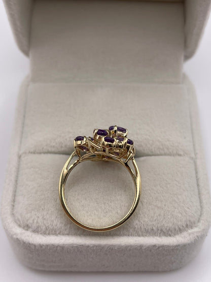 9ct gold amethyst and diamond ring