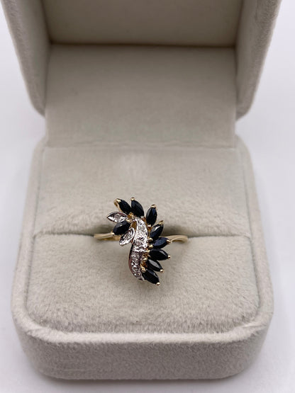 9ct gold sapphire and diamond ring