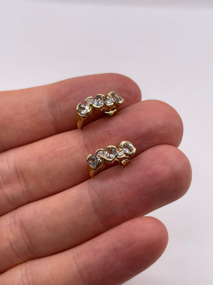 9ct gold aquamarine and diamond earrings