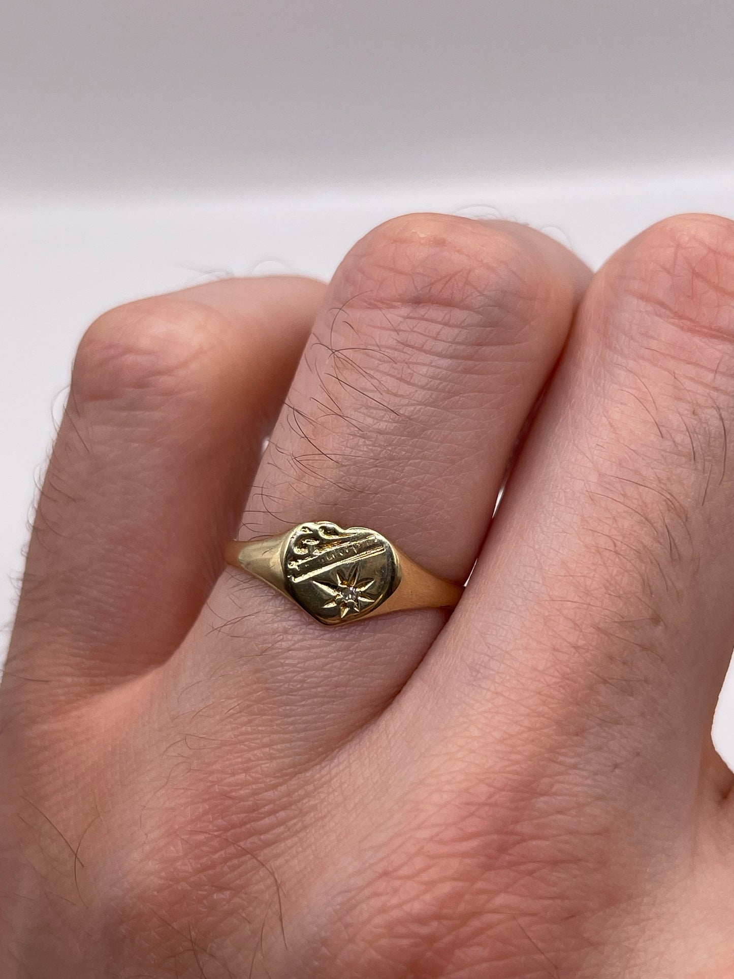 9ct gold diamond signet ring