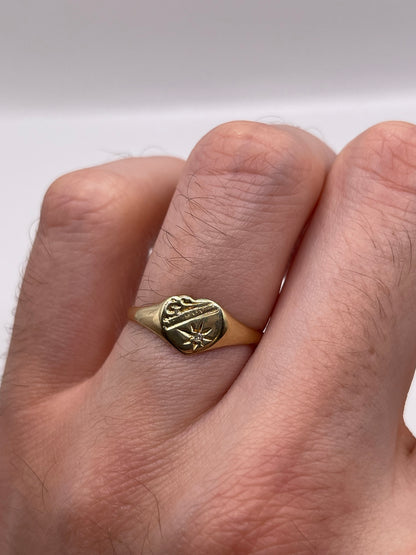 9ct gold diamond signet ring