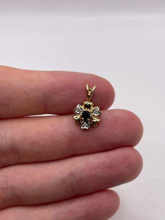 9ct gold sapphire and diamond pendant