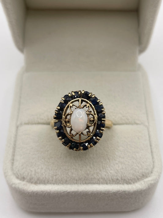9ct gold sapphire and opal ring