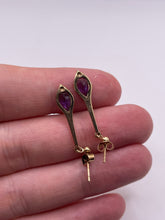 Load image into Gallery viewer, 9ct gold amethyst and diamond earrings
