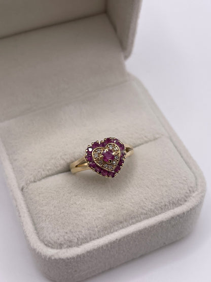9ct gold ruby and diamond ring