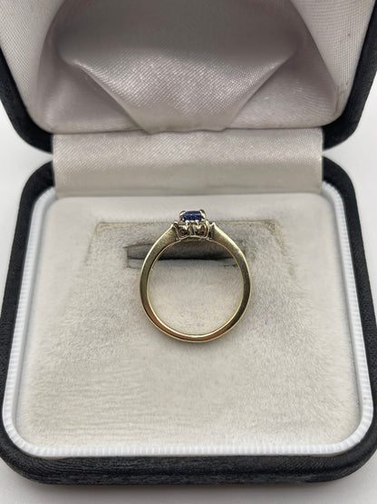 9ct gold tanzanite and diamond ring