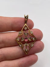 Load image into Gallery viewer, Antique 9ct gold topaz and pearl pendant
