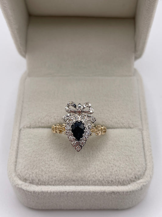 9ct gold sapphire and diamond heart ring