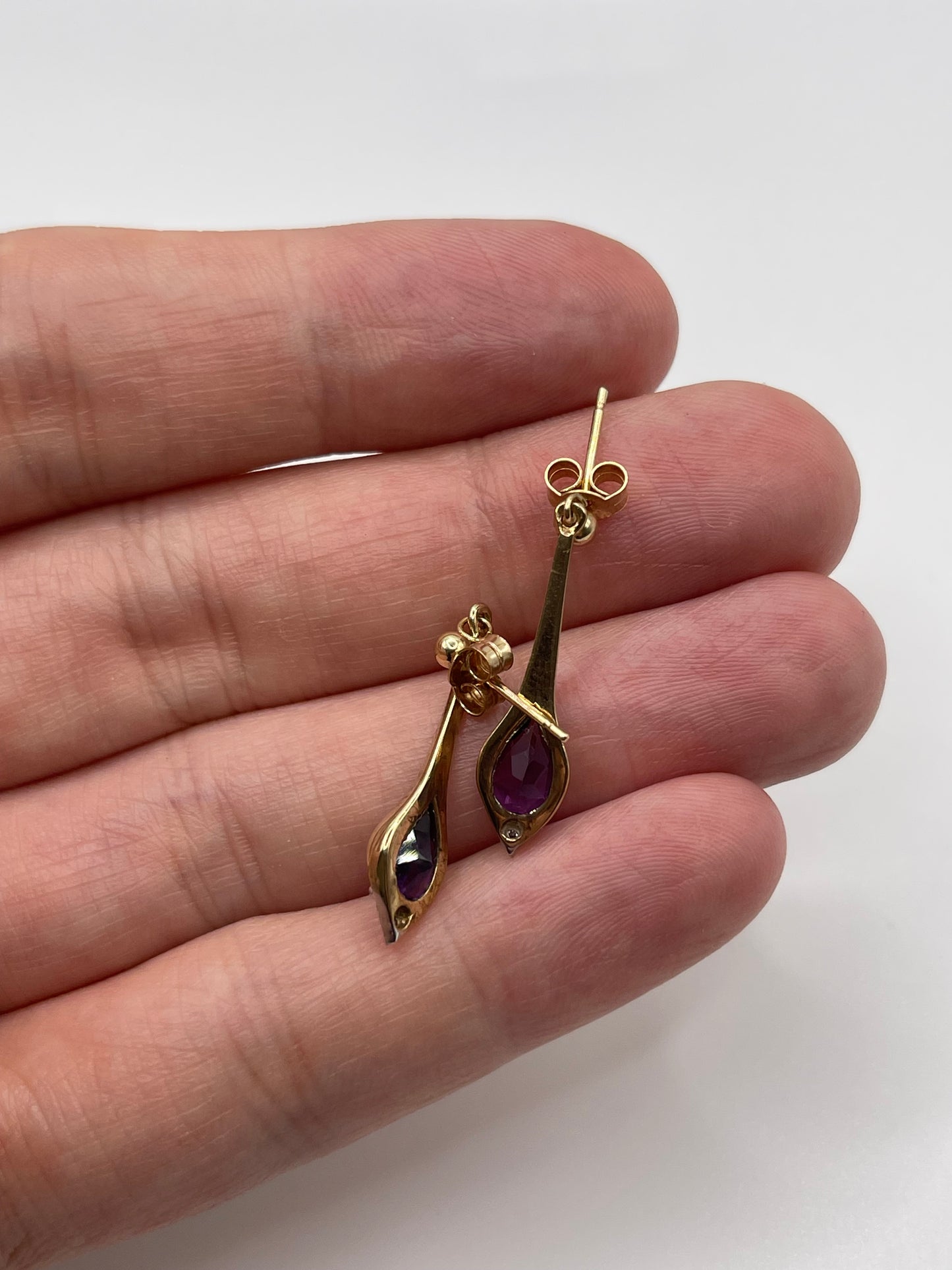 9ct gold amethyst and diamond earrings