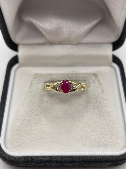 9ct gold ruby and diamond ring