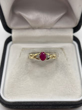Load image into Gallery viewer, 9ct gold ruby and diamond ring
