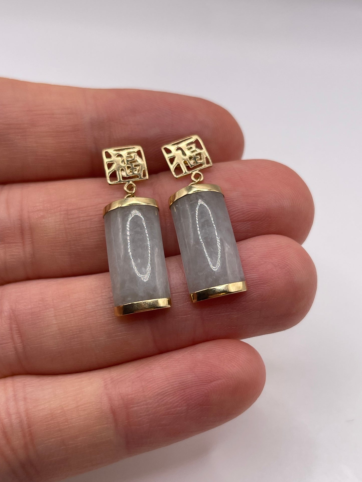 9ct gold jade earrings