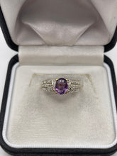 Load image into Gallery viewer, 9ct gold amethyst and diamond ring
