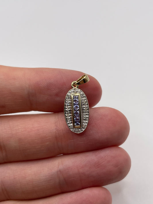 9ct gold tanzanite and diamond pendant