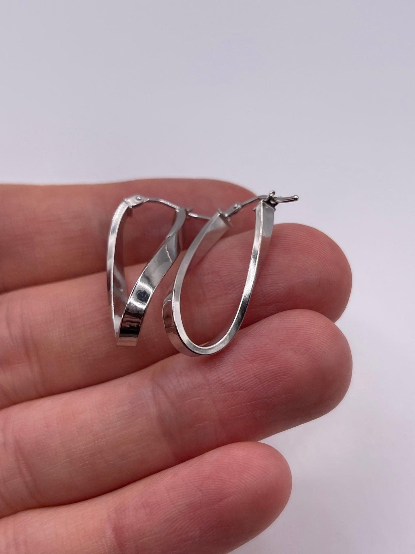 9ct white gold creole earrings