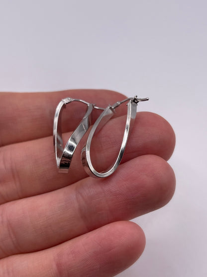 9ct white gold creole earrings
