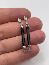 Load image into Gallery viewer, 18ct white gold onyx and diamond earrings
