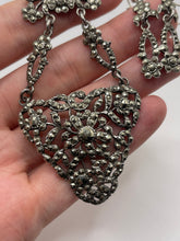 Load image into Gallery viewer, Antique silver pyrite pendant and earring set
