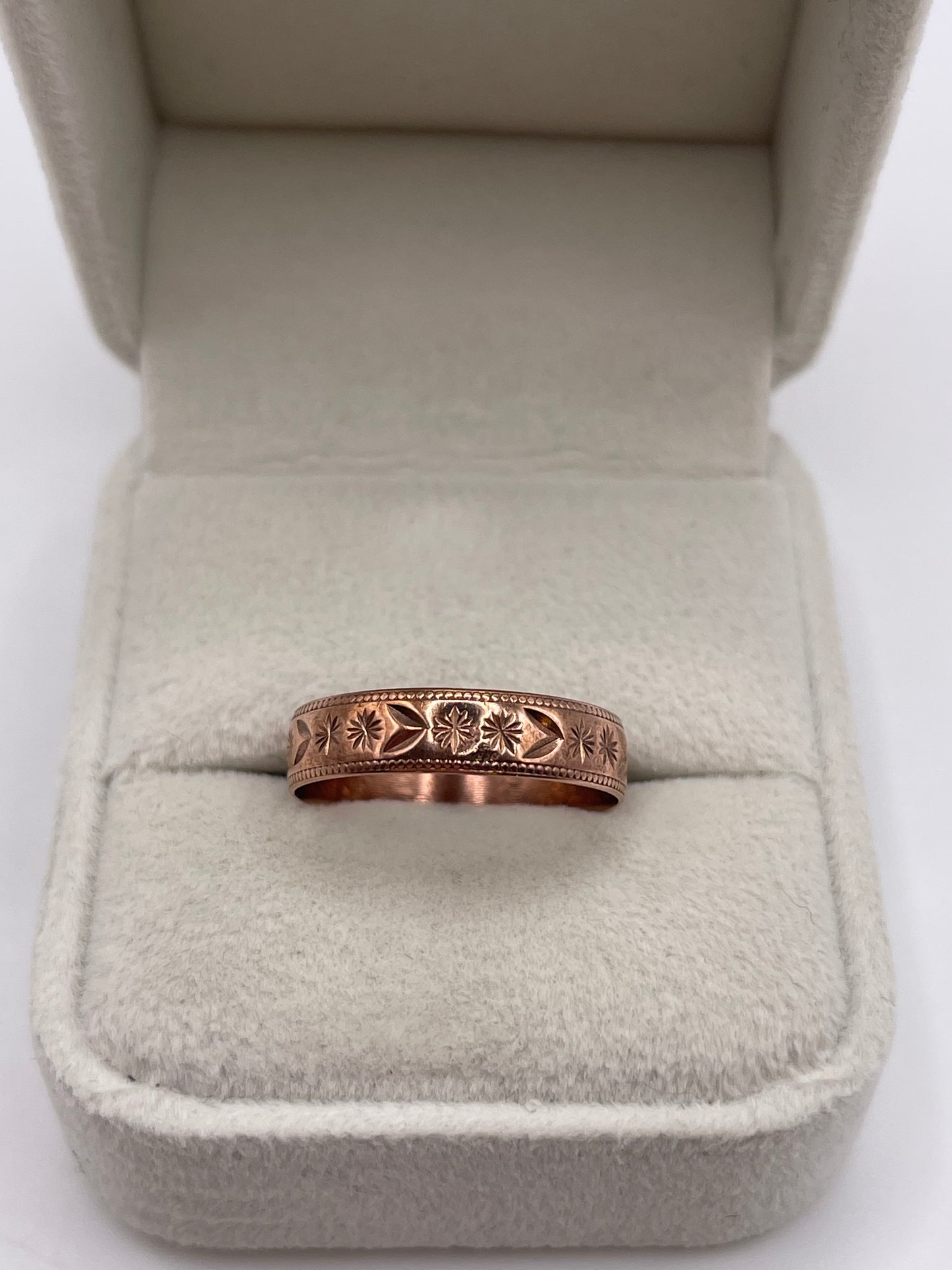 9ct rose gold patterned ring