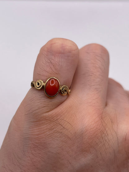 9ct gold coral ring