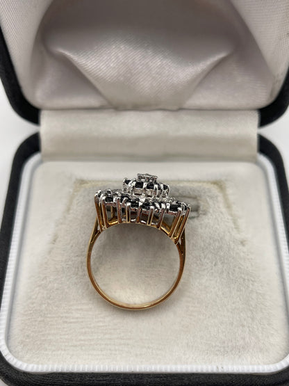 9ct gold sapphire and diamond cluster ring