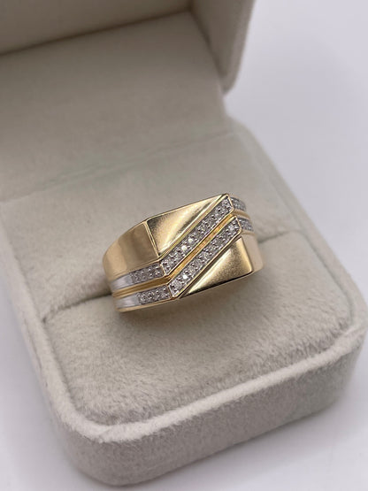 9ct gold diamond signet ring