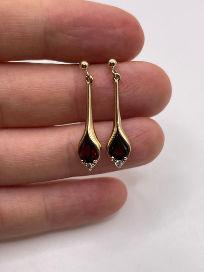 9ct gold garnet and diamond earrings