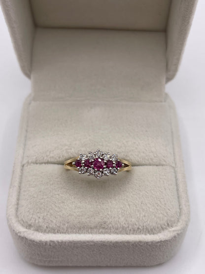 9ct gold ruby and diamond ring
